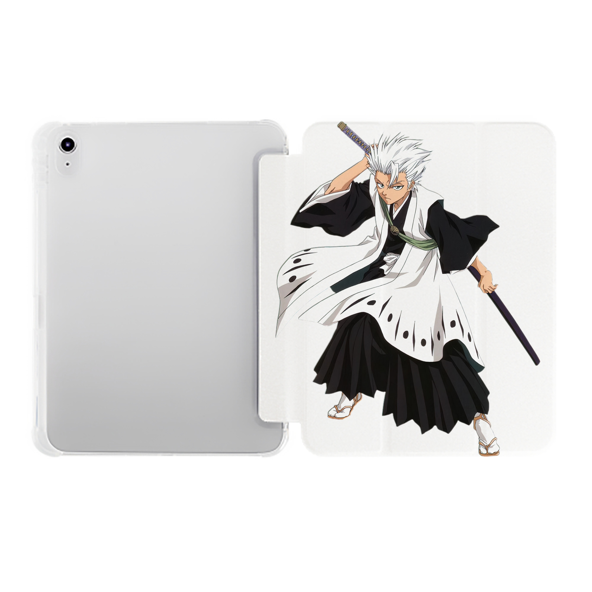 （画像用） ブリーチ 日番谷冬獅郎（ひつがや とうしろう） BLEACH Hitsugaya Toushirou IPad ケース ペン収納付き 三つ折りスタンド PUレザー×シリコン 対応機種9.5/10.5/10.9インチ